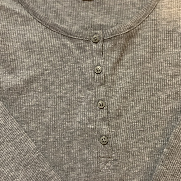 Soft Henley Long Sleeve Tops in White and Gray - Picture 4 of 15